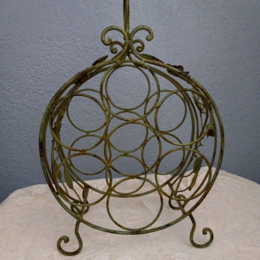 Vintage wrought iron wine rack